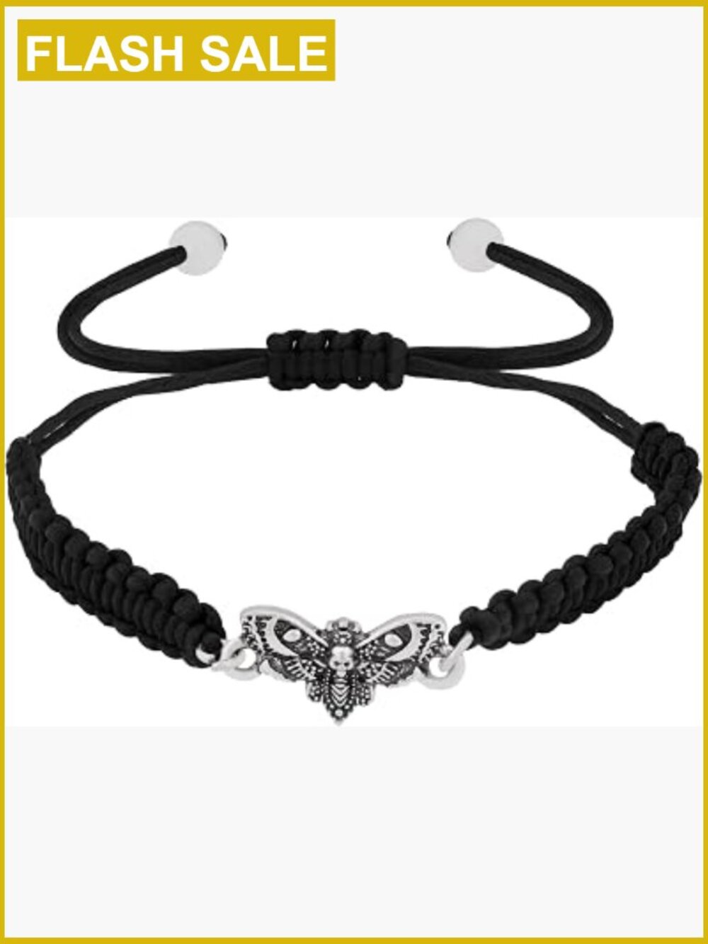 Gothic Skull Moth Braided Bracelet Adjustable Rope Jewelry Punk Emo